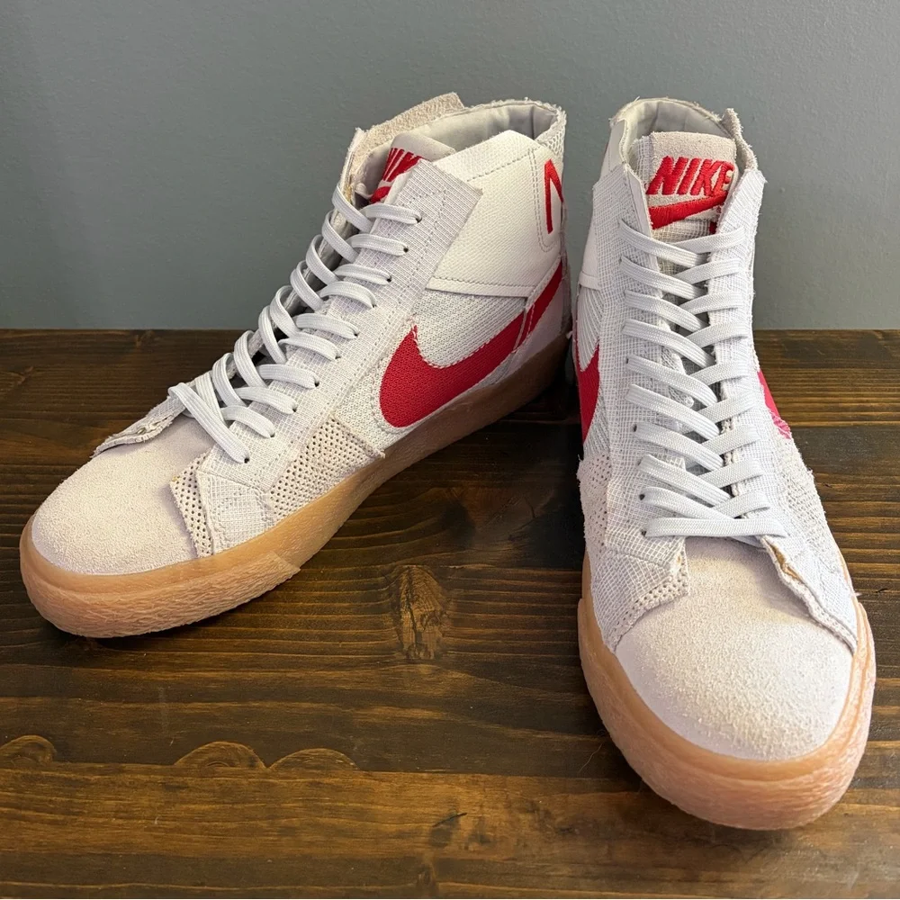 Nike SB Zoom Blazer Mid Premium Deconstructed Platinum University Red Gum Men 9